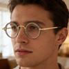 Onrtry Fashion Small Round Blue Light Blocking Glasses for Women Men Metal Frame Eyewear Glasses(Grey&Gold) view 2