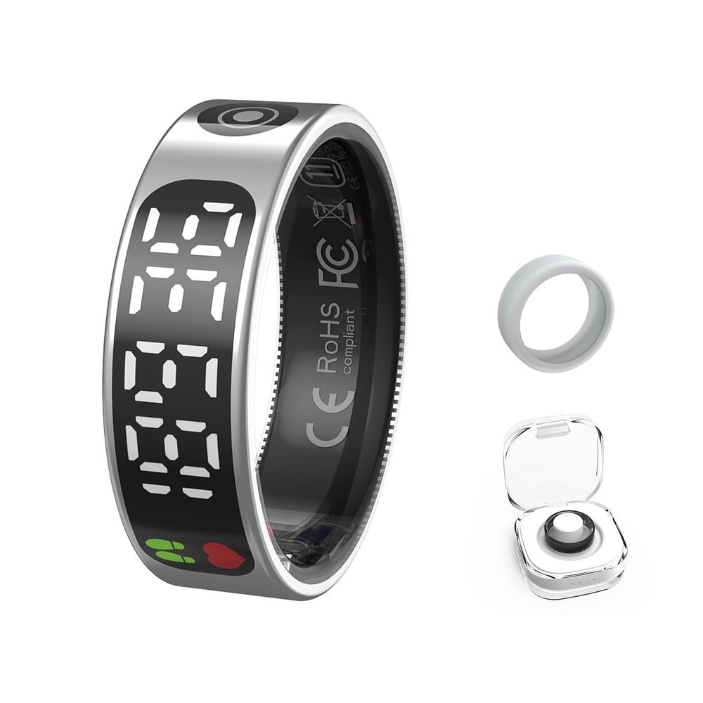 OVLOKS Smart Rings for Men & Women,Tracker with Fitness Health Sleep Blood Pressure Step,Smart Wearable,iOS & Android CompatibleNon-Subscription (Silver, 11)