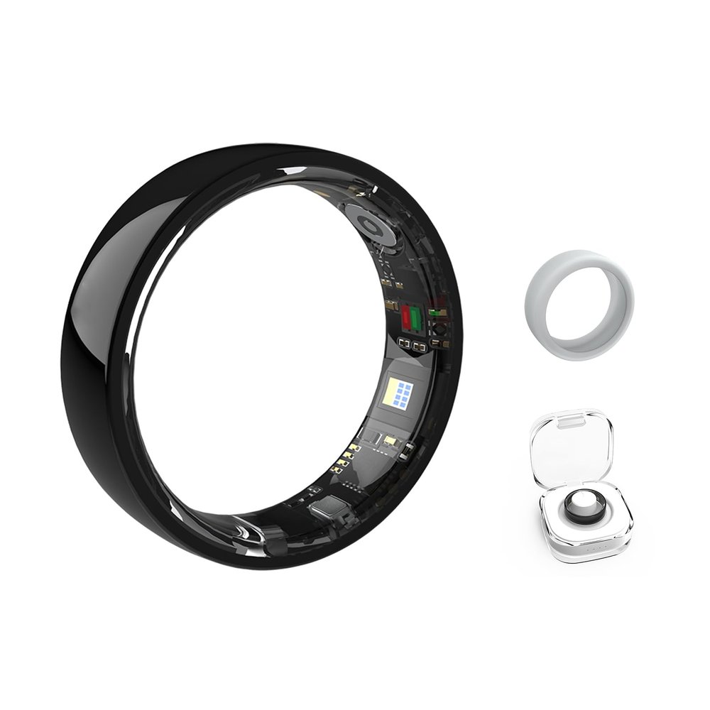 OVLOKS Smart Ring Ceramics for Men & Women,Tracker with Fitness,Health,Sleep,Step,iOS & Android Compatible,Non-Subscription (Black, 9)