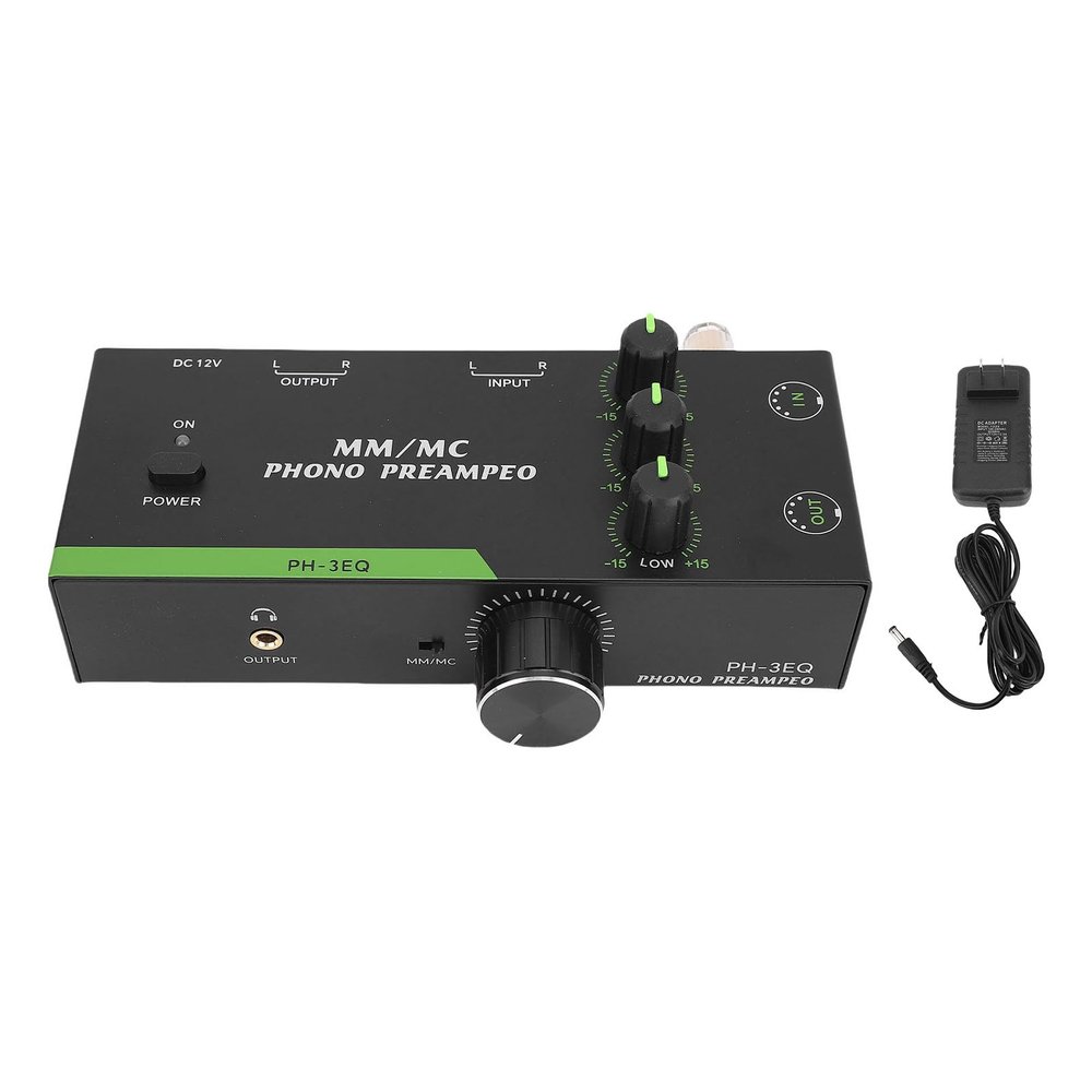 LiebeWH MM MC Phono Preamp Professional Stereo Phonograph Preamplifier with 5 Pin XLR Input Output Adjustable EQ for Turntable Record Player (US Plug)