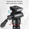 Aramox Panoramic Tripod Head, Video Fluid Head with Steel Handle, 360 Degree Rotation, 5KG Load Cap, for DSLR Camera with 45mm Diameter Base Thread Hole, 3/8 Screw Hole view 3