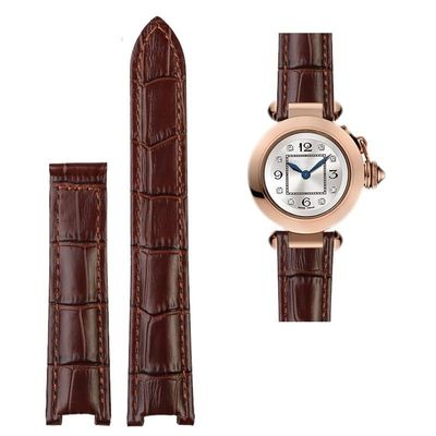 18 * 10mm 20 * 12mm Cowhide Leather Strap Concave Brown Black Calfskin Bracelet Folding Buckle For Cartier PASHA WSPA0009 Watchband
