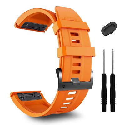 26mm for Fenix 7X Pro Band GARMIN Epix Pro 51mm Fenix 6X Watch Strap Fenix 5X Plus Silicone Wristband Fenix 6X Pro Descent Mk2i MK3i 51mm Smartwatch WristBandBlue