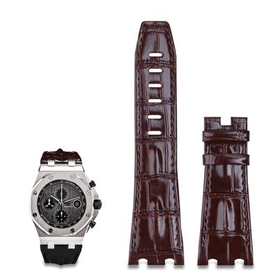28mm Imported Leather Strap for AP for Audemars Piguet 42mm for Royal Oak Offshore Watch Band Accessories Pin Buckle 15710/15703 (Color : Brown Strap, Size : with Black Buckle)
