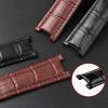 18 * 10mm 20 * 12mm Cowhide Leather Strap Concave Brown Black Calfskin Bracelet Folding Buckle For Cartier PASHA WSPA0009 Watchband view 4