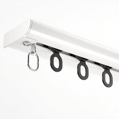 Ceiling Mount Curtain Track with Soundproof Strips Hooks Silent Rollers Curtain Rail Sliding Curtain Rod for Living Room Bedroom Office Window Flexible Easy to Install Aluminum(White,4.59 ft)