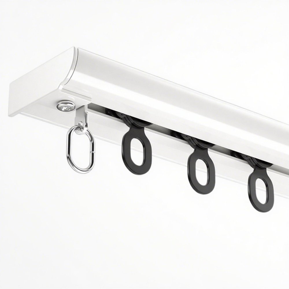 Ceiling Mount Curtain Track with Soundproof Strips Hooks Silent Rollers Curtain Rail Sliding Curtain Rod for Living Room Bedroom Office Window Flexible Easy to Install Aluminum(White,4.59 ft)