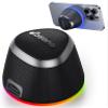 Portable Speaker Phone Stand Gifts:Birthday Graduation Mini Gifts for Him Her, 2 in 1 Magnetic Bluetooth Speakers, Loud Sound IPX5 Waterproof, 9 Light Modes, TWS, Home/Office/Travel Essentials-Black view 1