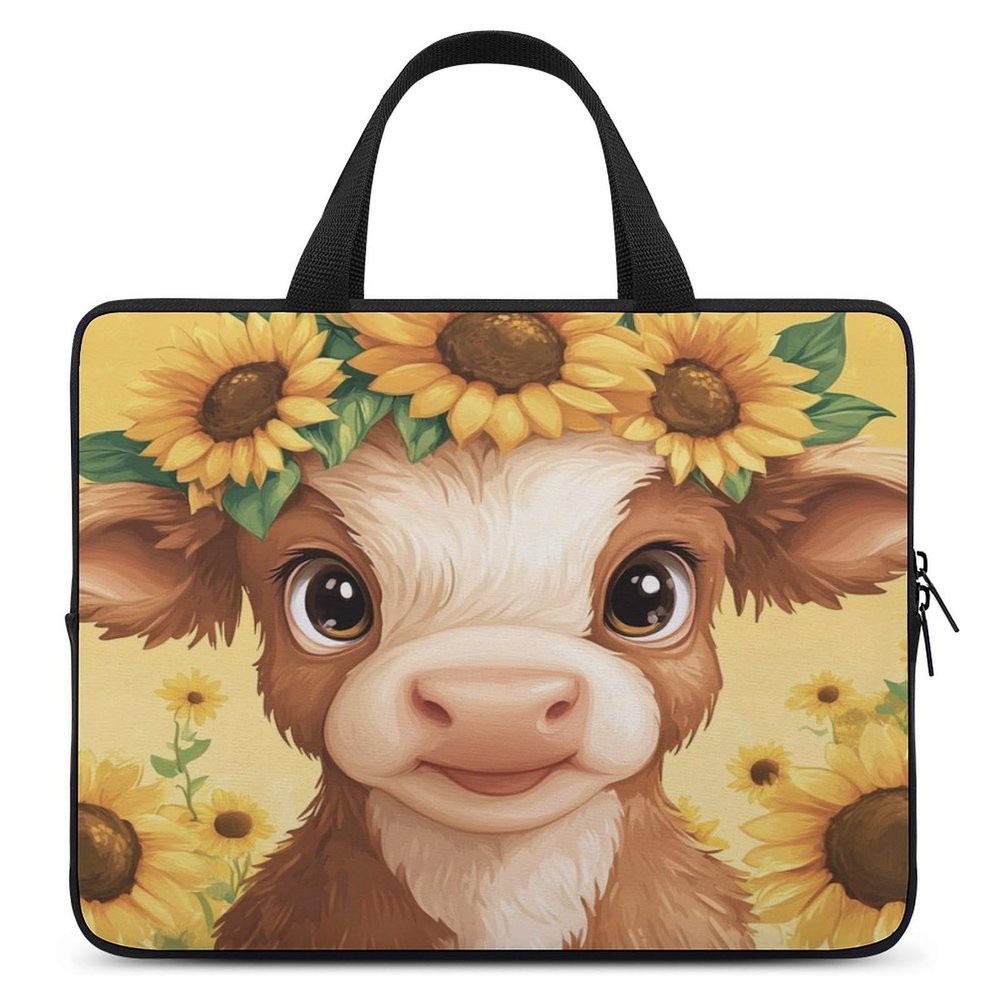 13 Inch Computer Bag Compatible with Lenovo, Hp, Dell, Asus Notebook, Lightweight Sunflower Cute Highland Cow Laptop Case for Men Women