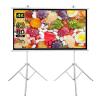 60" Projection Screen with Tripod, 4K HD Manual Pull Down Wall Mounted Movie Screen, Height Adjustable Stand for Home, Office, School(White,60inch(16:9)) view 1