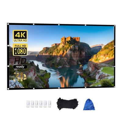 200inch Large Projector Screen, 16:9 HD Portable Foldable Washable Projection Screen with Hooks and Lanyards for Outdoor Movie Nights, Parties