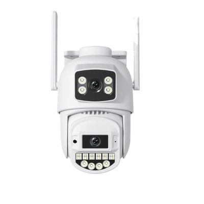 LNBBEQ 10MP 2.4G+5G WiFi Camera Dual Lens Dual Screen Human Detect Auto Trackt 5K 8MP Outdoor Security Protection(UK Plug,8MP Add 64G Card)