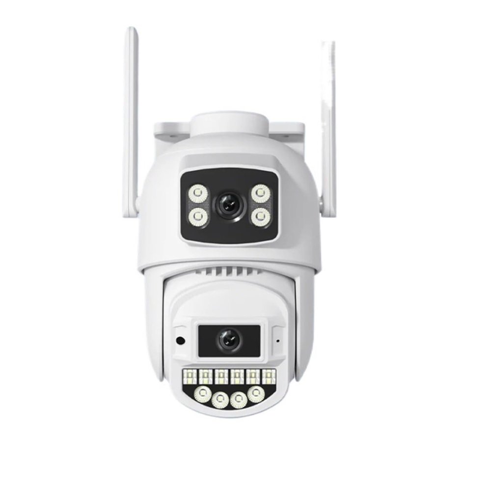 LNBBEQ 10MP 2.4G+5G WiFi Camera Dual Lens Dual Screen Human Detect Auto Trackt 5K 8MP Outdoor Security Protection(UK Plug,8MP Add 64G Card)
