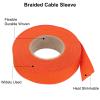 MECCANIXITY Braided Cable Sleeves Heat Shrinkable Fabric Sleeving, 7/8" 33ft Orange 2:1 Ratio Heat Shrinkable Cord Protector for Harness Cable, Network Cable Protection, Cable Management view 4