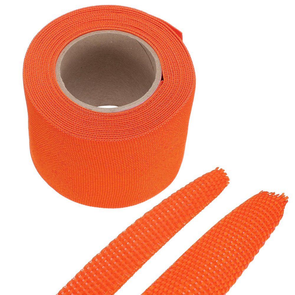 MECCANIXITY Braided Cable Sleeves Heat Shrinkable Fabric Sleeving, 2" 16ft Orange 2:1 Ratio Heat Shrinkable Cord Protector for Harness Cable, Network Cable Protection, Cable Management