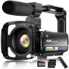 4K Video Camera Camcorder 64MP Vlogging Camera for YouTube 3.0" Touch Screen 18X Digital Zoom IR Night Vision with External Stereo Microphone,Remote,Lens Hood,Handheld Stabilizer,32G Card &2 Batteries view 1