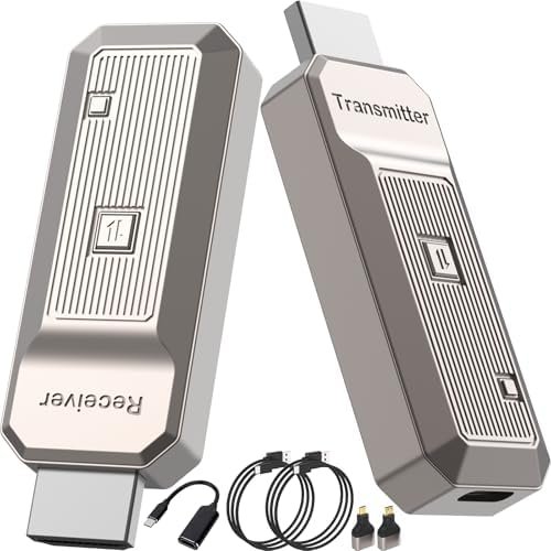 Wireless HDMI Transmitter and Receiver 100ft/30m, 4K Decode 1080P@60Hz Plug & Play, Dual Band 2.4G/5G Portable HDMI Extender Kit for Streaming Video/Audio to Monitor from Laptop/PC/Projector Grey