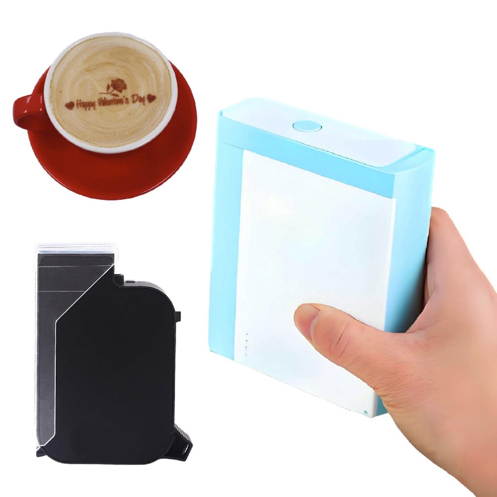 Portable Coffee Printer, Inkjet Food Printer, Cordless Food Inkjet Pen with App Control, for Cake and Dessert Decorations,Red