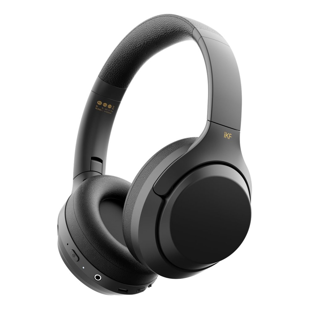 iKF T1 Pro Wireless Bluetooth Over Ear Headphones, 100H Playback, HiFi Sound,Multi-Device Connection, Foldable Design, 3.5mm Wired Headset for Travel/Work/Gaming/School (Black)