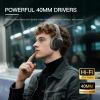 iKF T1 Pro Wireless Bluetooth Over Ear Headphones, 100H Playback, HiFi Sound,Multi-Device Connection, Foldable Design, 3.5mm Wired Headset for Travel/Work/Gaming/School (Black) view 2