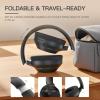 iKF T1 Pro Wireless Bluetooth Over Ear Headphones, 100H Playback, HiFi Sound,Multi-Device Connection, Foldable Design, 3.5mm Wired Headset for Travel/Work/Gaming/School (Black) view 4