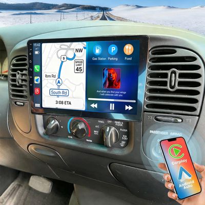 10.1 Inch Double Din Car Radio for 1997-2004 Ford F150 with Wireless CarPlay Android Auto, 4G+64G Android 14 IPS Touchscreen F-150 Car Stereo Support GPS FM BT WiFi Bluetooth AHD Camera
