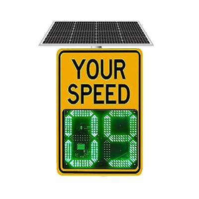 LED Radar Speed Limit Sign - Solar-Powered, Speed Detection & Traffic Calming for Neighborhoods & Roads - Rust-Free Aluminum (Yellow, 20*27)