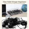 2 Clear Cable Organizing Boxes, Stackable with Adjustable Dividers for Cords, Chargers, and Small Office Items, Perfect for Desk Or Drawer view 3