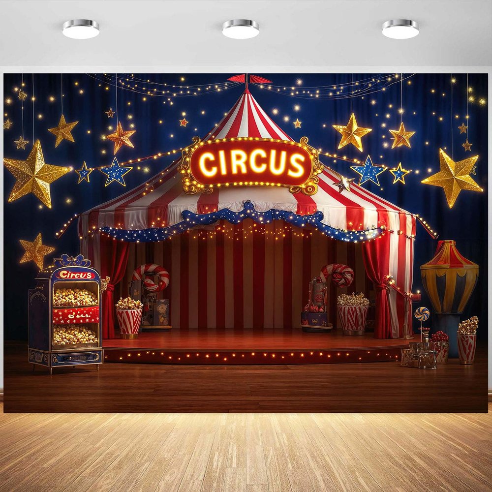 10x8ft Carnival Backdrop Banner Circus Decorations Kids Backdrop for Carnival Theme Birthday Party Night Circus Banner for Photography Background Photo Booth Props