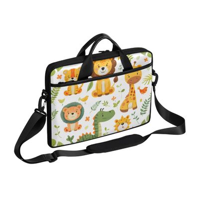 Aglebo Cartoon Giraffe Lion Tiger Laptop Bag for Women Men 13-15 Inch Computer Briefcase Bag Lightweight Notebook Shoulder Messenger Bag