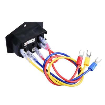 LNNDML 3D Printer Parts 10A 250V Power Switch AC Power Outlet with Red Triple Rocker Switch Fused Module Plug for 3D Printer Printer Accessories(1PC with Cable)