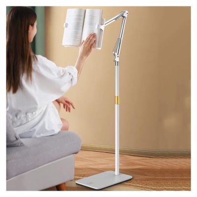 Adjustable Rolling Floor Stand for Book Reading & Tablet Holder, 180 Swivel, Foldable Design, Height Adjustable Phone Stand - Perfect for Home & Office Use