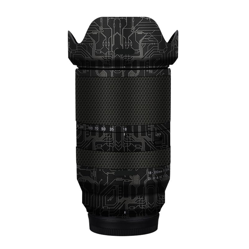 Lens Skin Vinyl Wrap Film Camera Protective Sticker for Tamron 18-300mm F3.5-6.3 fit for Fuji Mount Photography Accessories 18-300(Circuit Titanium)