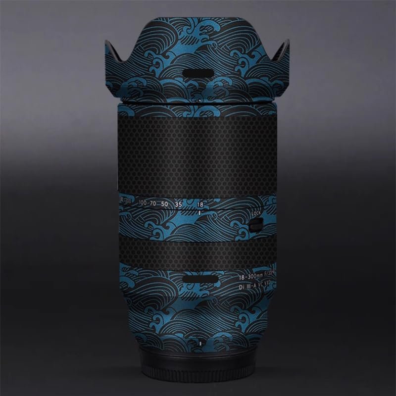 Lens Skin Vinyl Wrap Film Camera Protective Sticker for Tamron 18-300mm F3.5-6.3 fit for Fuji Mount Photography Accessories 18-300(Wave Blue)