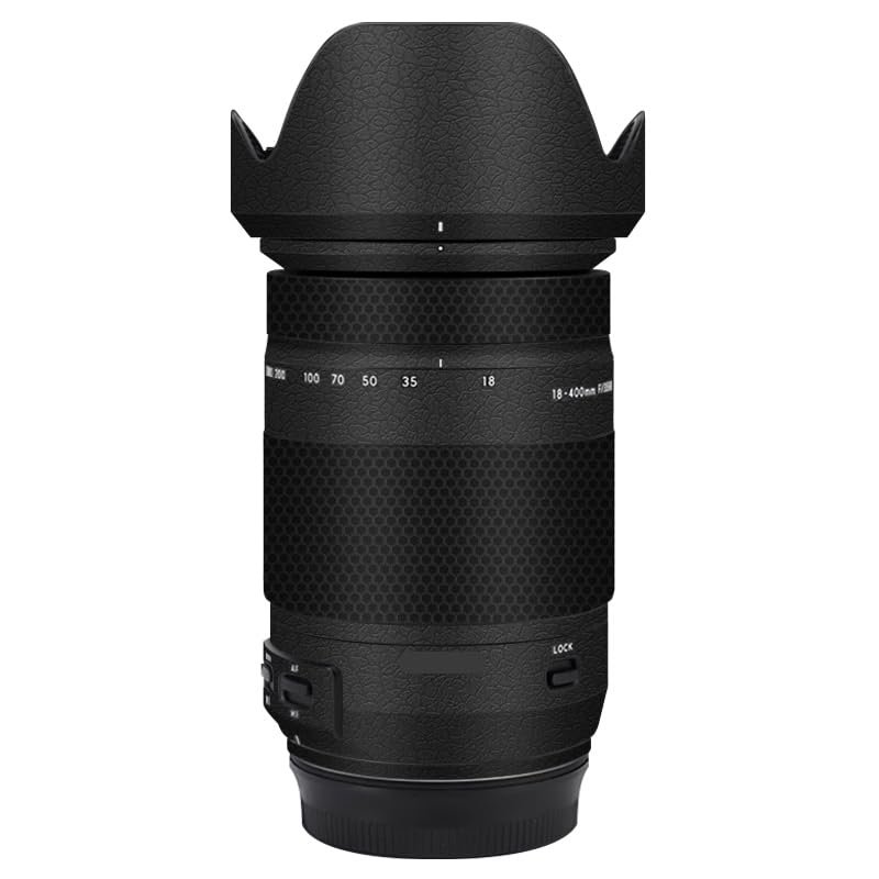 Camera Lens Sticker for Tamron 18-400mm F3.5-6.3 Di II VC HLD fit for Canon EF-Mount Macro Coat Wraps Film Protector Vinyl Decal Skin 18 400(Leather Black)