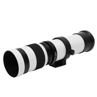 Bewinner 420 to 800mm F8.3 to F16 Manual Telephoto Zoom Lens, Camera Telephoto Lens for RF Mount Camera, All Metal Construction (White)
