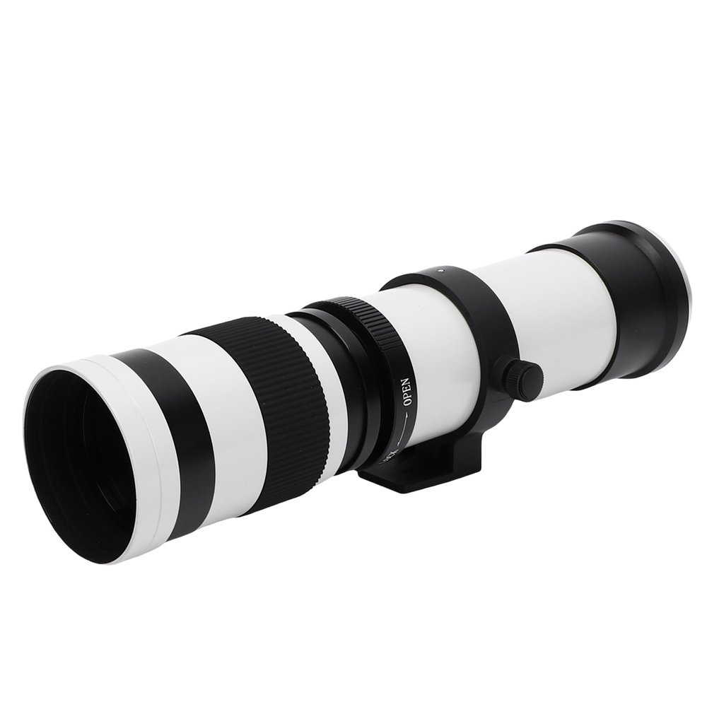 Bewinner 420 to 800mm F8.3 to F16 Manual Telephoto Zoom Lens, Camera Telephoto Lens for RF Mount Camera, All Metal Construction (White)