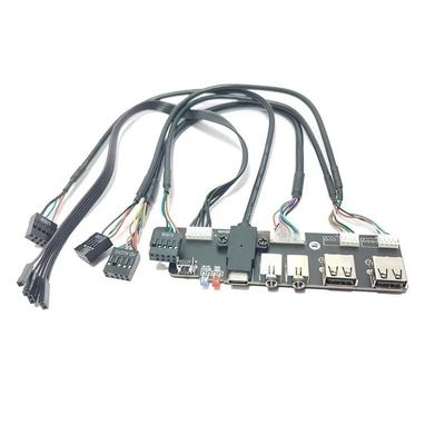 QQEURZSF Computer ITX Motherboard Extension Front Panel Cable 9P to USB 2.0 HD Audio 3.5mm Mic Socket Power HDD Switch Cord