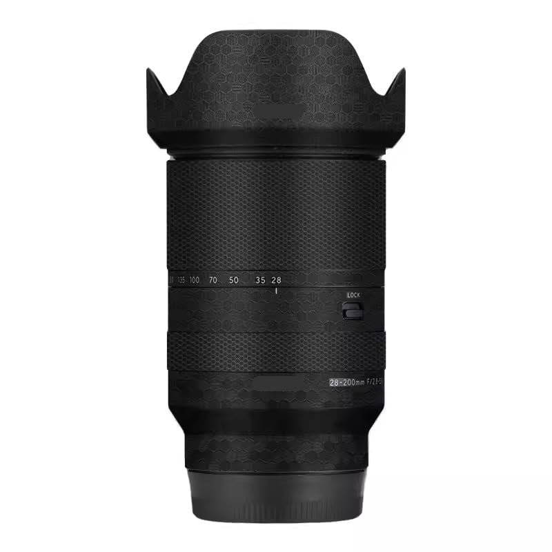 Lens Cap Skin Anti-Scratch Camera Sticker for Tamron 28-200mm fit for Sony Mount Protective Wrap Film Body Protector Decal 28-200(Honeycomb Black)