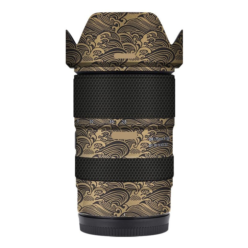 Camera Lens Skin Anti-Scratch Sticker for Tamron 28-75mm F2.8 G2 fit for Nikon Mount Coat Vinyl Protective Film Decals 28-75 F 2.8 G 2(Wave Gold)