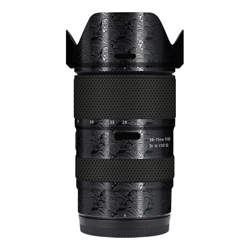 Camera Lens Skin Anti-Scratch Sticker for Tamron 28-75mm F2.8 G2 fit for Nikon Mount Coat Vinyl Protective Film Decals 28-75 F 2.8 G 2(Wave Black)