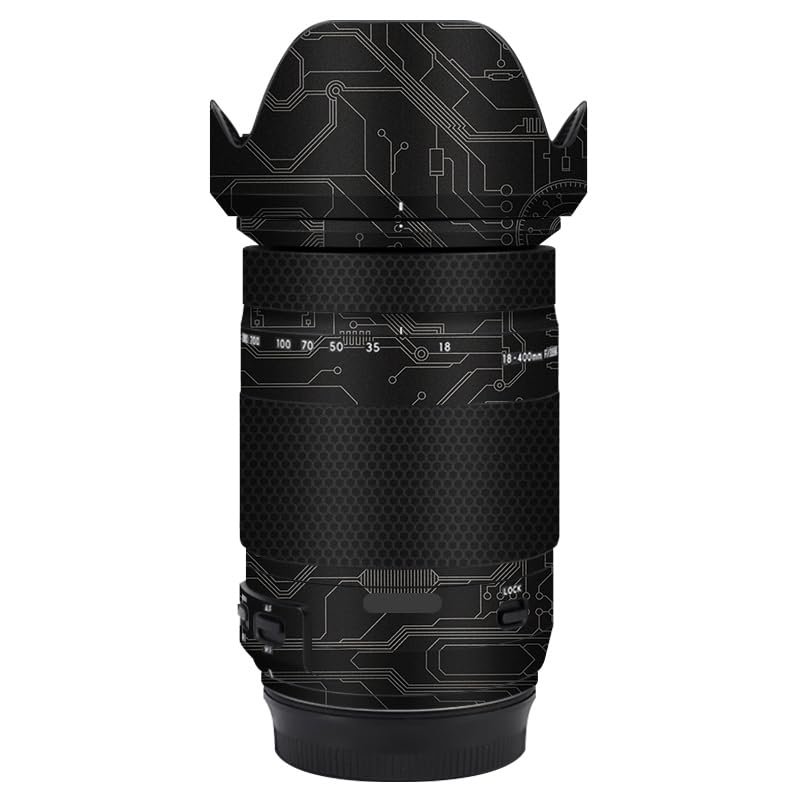 Camera Lens Sticker for Tamron 18-400mm F3.5-6.3 Di II VC HLD fit for Canon EF-Mount Macro Coat Wraps Film Protector Vinyl Decal Skin 18 400(Circuit Titanium)