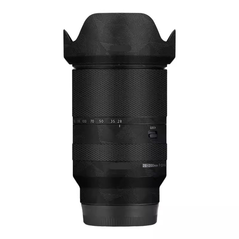 Lens Cap Skin Anti-Scratch Camera Sticker for Tamron 28-200mm fit for Sony Mount Protective Wrap Film Body Protector Decal 28-200(Triangle Black)