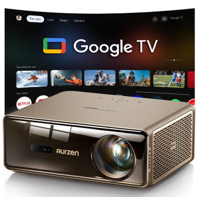 Aurzen EAZZE D1 MAX Upgraded Google TV Smart Projector 4K Supported, Ultra-Bright 1000 ANSI Lumens, MEMC Tech, Fully Automatics, 20W DoIby Audio, Home Theater Movie Projector with WiFi and Bluetooth