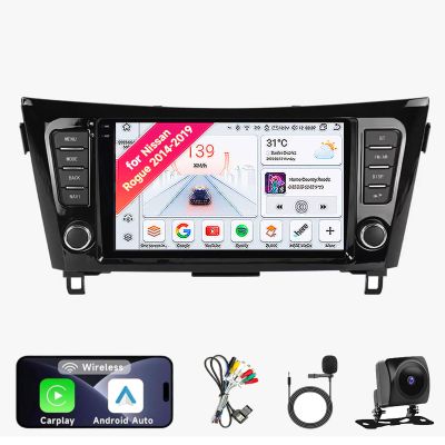 10.35 INCH 8CORE 4+64GB Android 14 Car Radio Stereo for Nissan Rogue 2014-2019 - 10.35" IPS Touch Screen, Upgrade Dash Kit with CarPlay & Android Auto, GPS Navigation, SWC/360Camera Support,