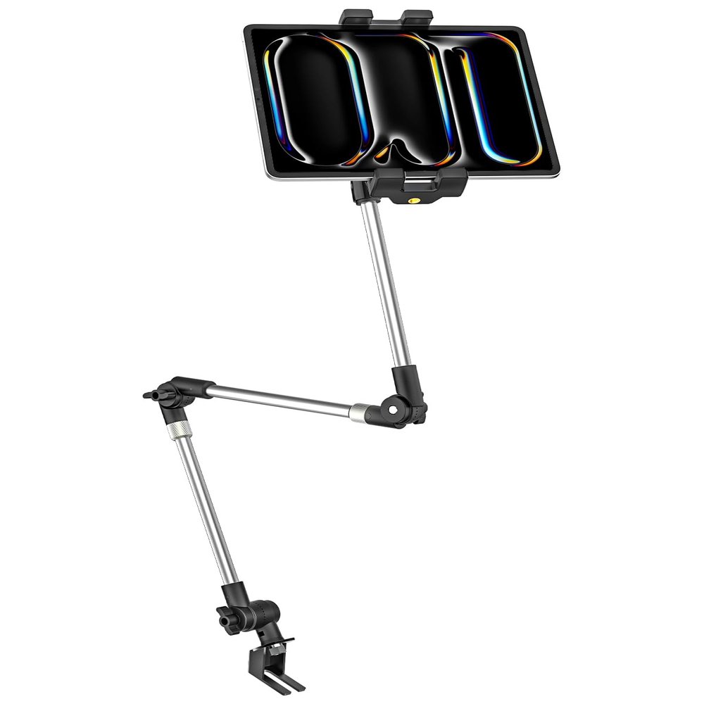 EXSHOW Car/Truck Seat Rail Tablet Holder, Tablet Mount for car with Three Adjustable Extension Arm, 360 Rotation with 1/4" Screw, Fit for 4.7-13" iPad Pro Air Mini,Galaxy Tab,Camera,iPhone