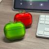 Apple Shaped Case for Wireless Earbuds,Transparent TPU Shockproof Protective Cover,Cute Fruit Design Apple Case (Green-Gift Pendant, for Pro 2) view 2