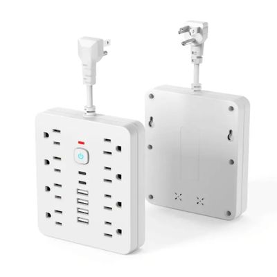 14-in-1 Power Strip Surge Protector, 8 AC Outlets, 4 USB Ports, Smart Switch with LED Indicator, White