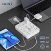 14-in-1 Power Strip Surge Protector, 8 AC Outlets, 4 USB Ports, Smart Switch with LED Indicator, White view 3