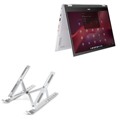 BoxWave Stand and Mount Compatible with ASUS Chromebook CX34 Flip (CX3401) - Compact QuickSwitch Stand, Portable Multi Angle Viewing Foldable Riser - Metallic Silver